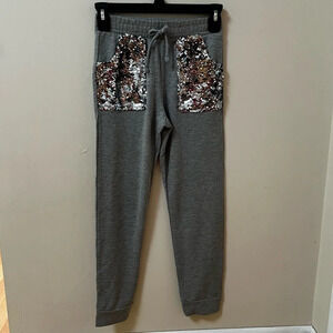 Neon Soul Gray Sweatpants with sequin pockets- Girls Size M 10/12- NWT